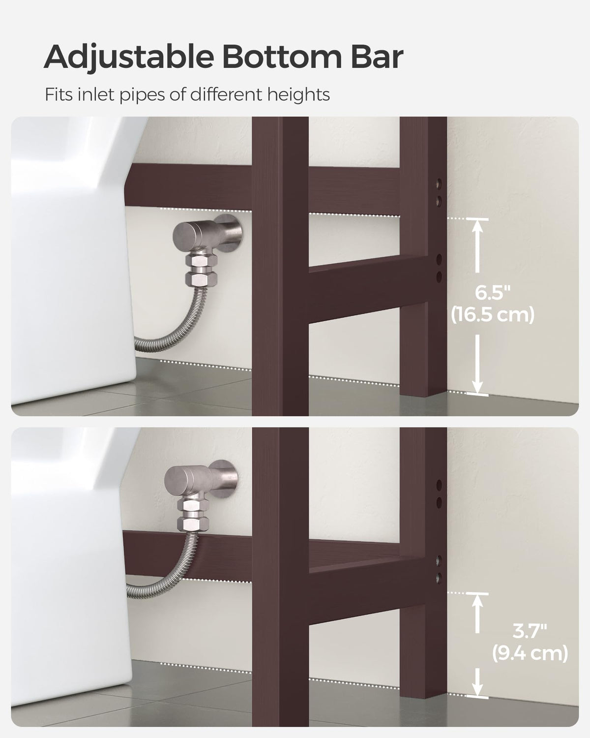 SONGMICS natural bamboo finish enhances durability and warmth in a modern bathroom.