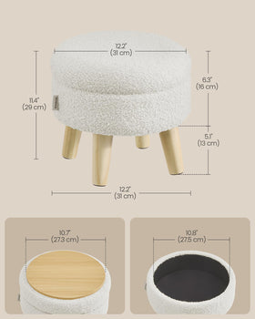 SONGMICS round ottoman with felt pads protects floors and prevents slipping.