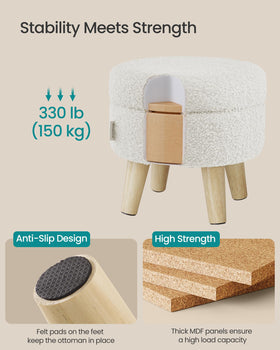SONGMICS hidden storage helps you tuck away remotes and small items.