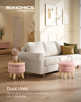 Songmics ottoman wood legs closeup highlights sturdy support for everyday use.