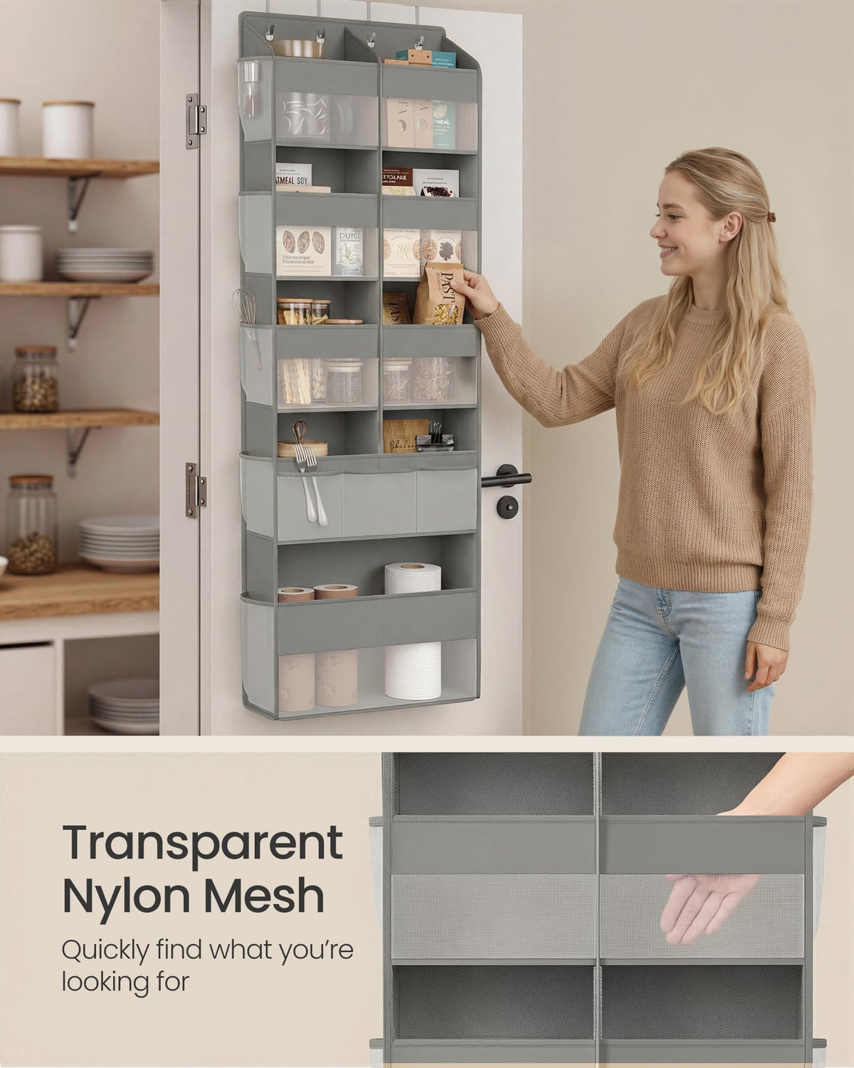 Door-mount provides secure, wobble-free installation on standard doors