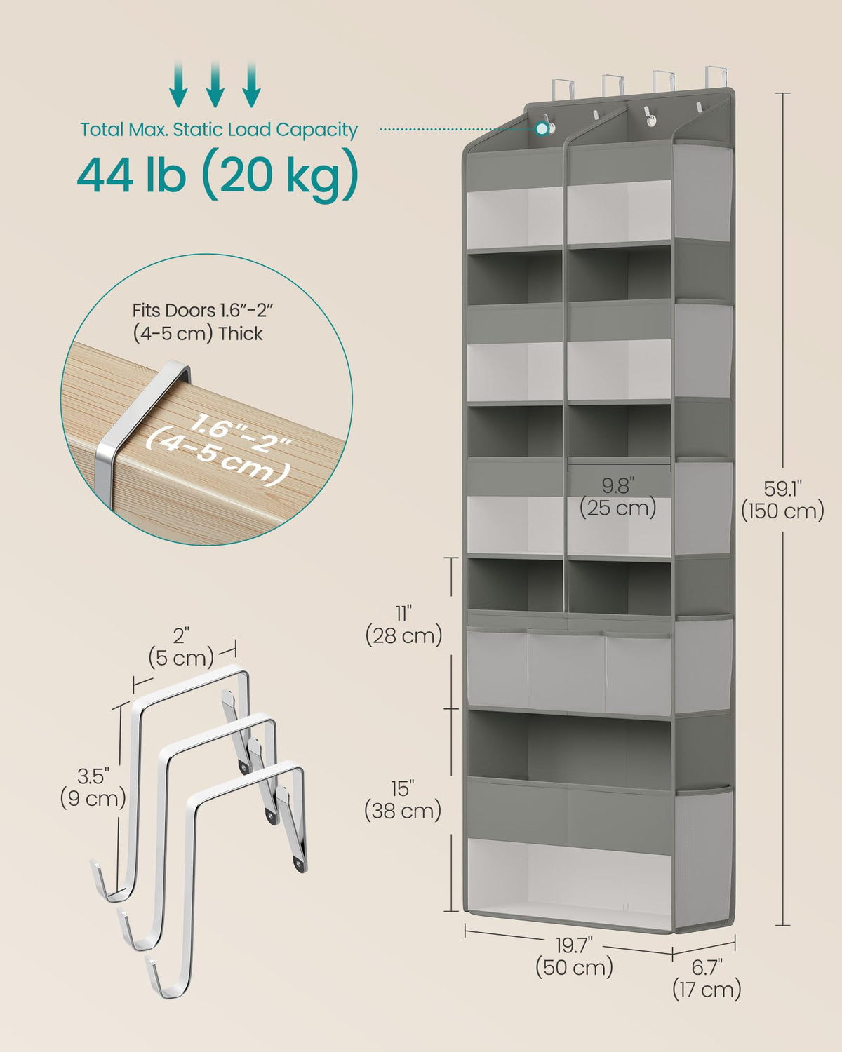 See-through mesh panel keeps items visible at a glance