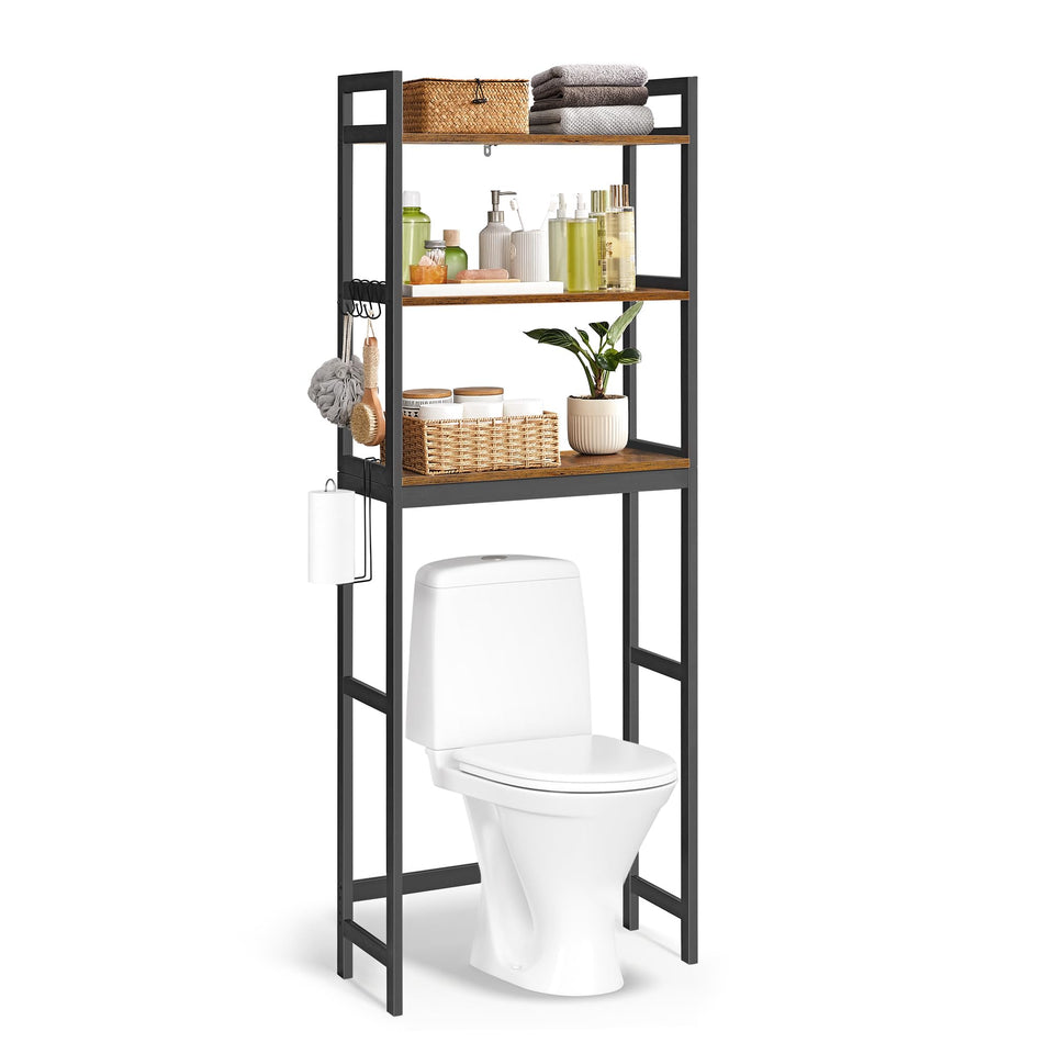 Songmics over-the-toilet storage unit with ink-black exterior for stylish organization