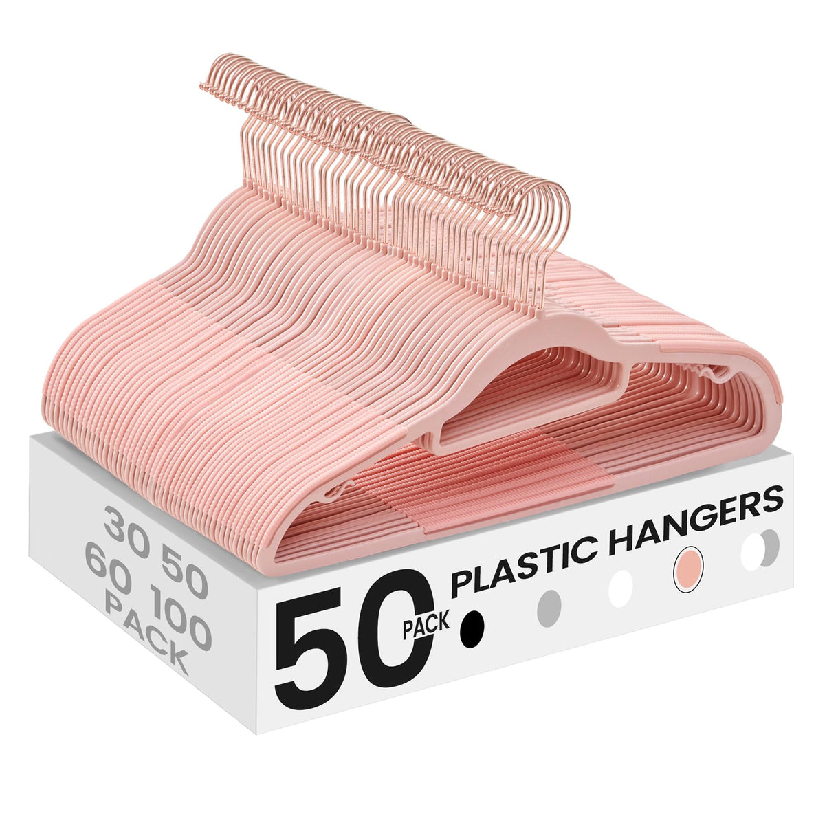 SongMICS 50-pack coat hangers in rose gold and light pink for organized closets