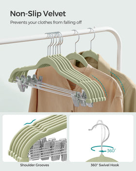 SONGMICS pale green hangers add a fresh look to your wardrobe.