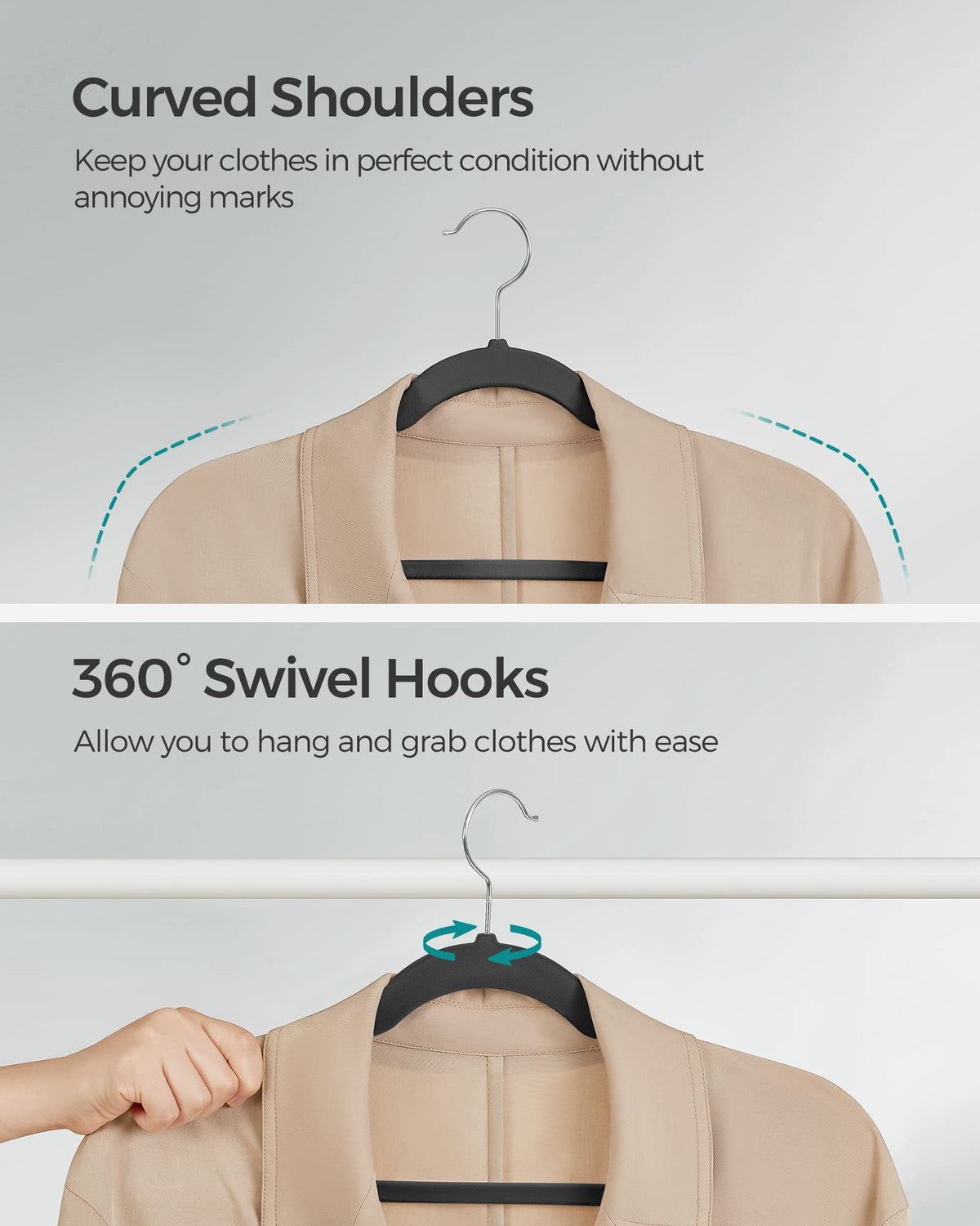 SONGMICS pants bar design helps keep trousers neat and aligned.