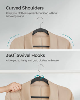 SONGMICS pants bar design helps keep trousers neat and aligned.