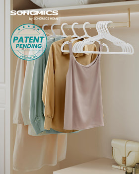 SONGMICS plastic hangers with slim profile maximize closet space