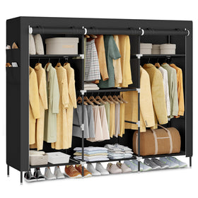 SONGMICS portable closet with four hanging rods keeps outfits organized and accessible.