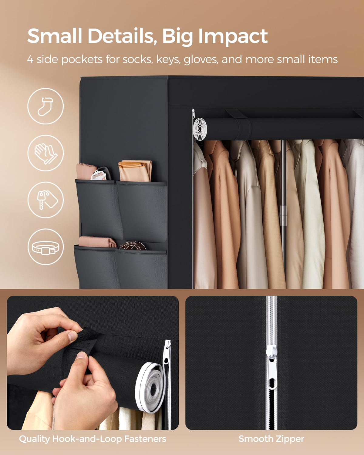 SONGMICS wardrobe includes an anti-tip kit for safety.