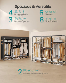 SONGMICS portable closet dust cover protects clothes from dust and light.