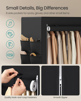 SONGMICS portable closet tool-free assembly for fast setup in minutes.