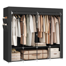 SONGMICS portable closet with four hanging rods keeps shirts wrinkle-free.