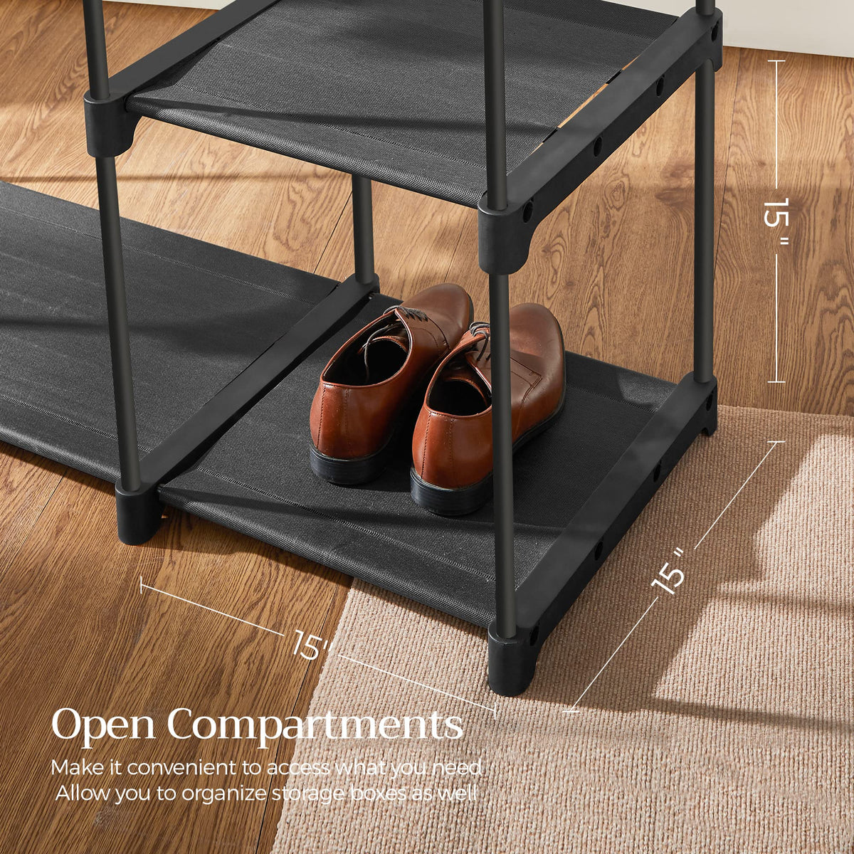 SONGMICS neutral black portable closet fits any room style