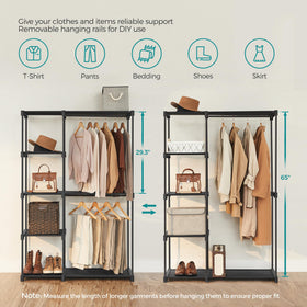 SONGMICS removable middle shelf enables longer garments storage