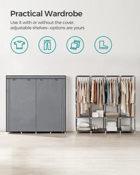 SONGMICS portable closet shelves store shoes and bags neatly.