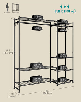 SONGMICS portable closet wardrobe assembly with Allen key simplifies setup.