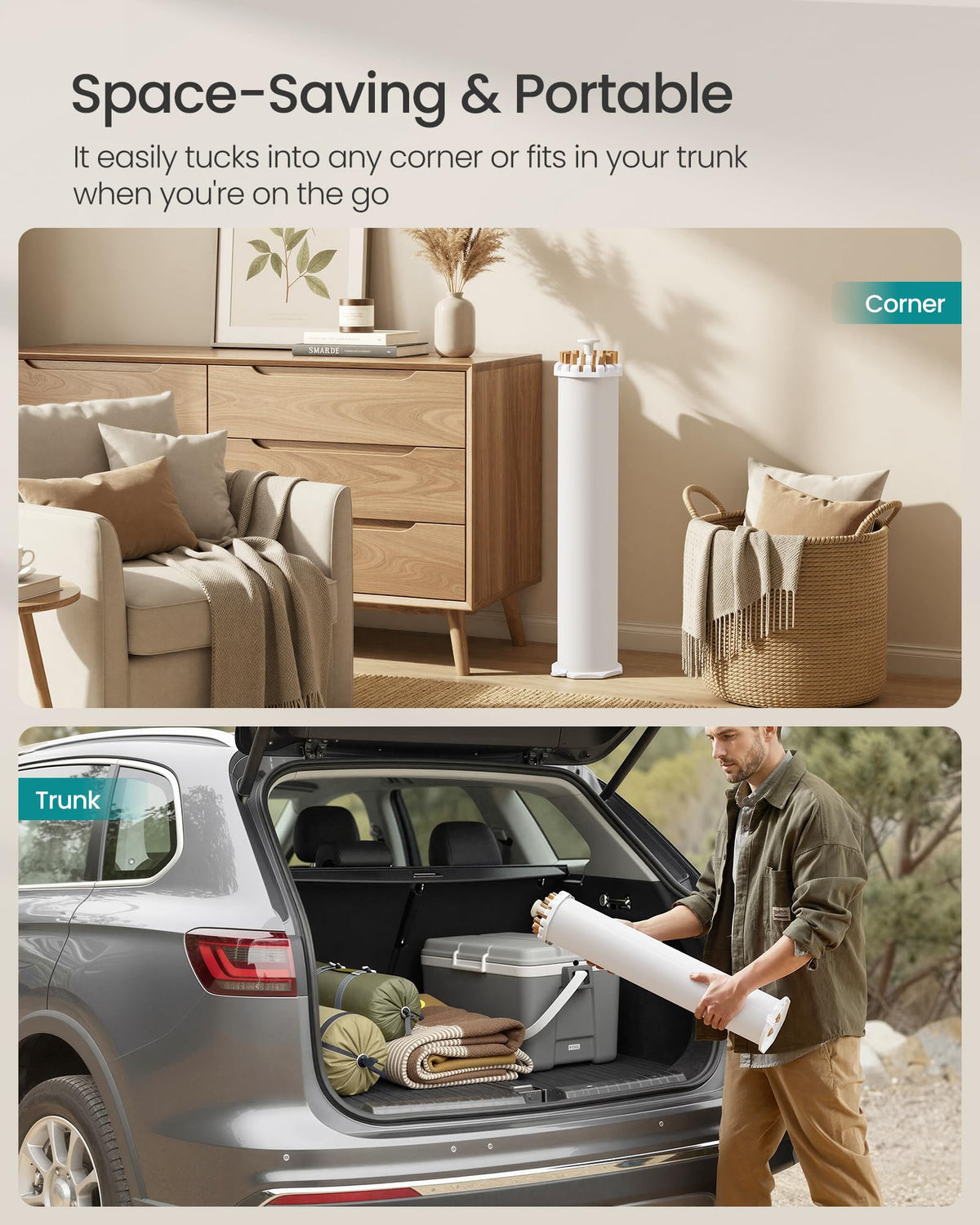 Songmics portable floor-standing airer fits indoors or on balconies.