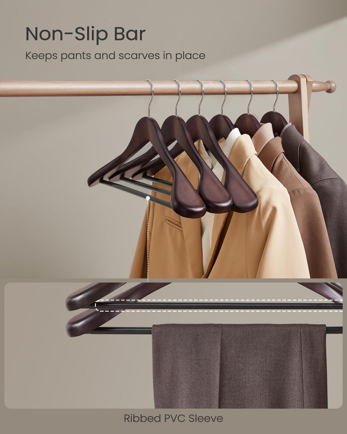 SONGMICS mahogany finish adds elegant touch to your closet.