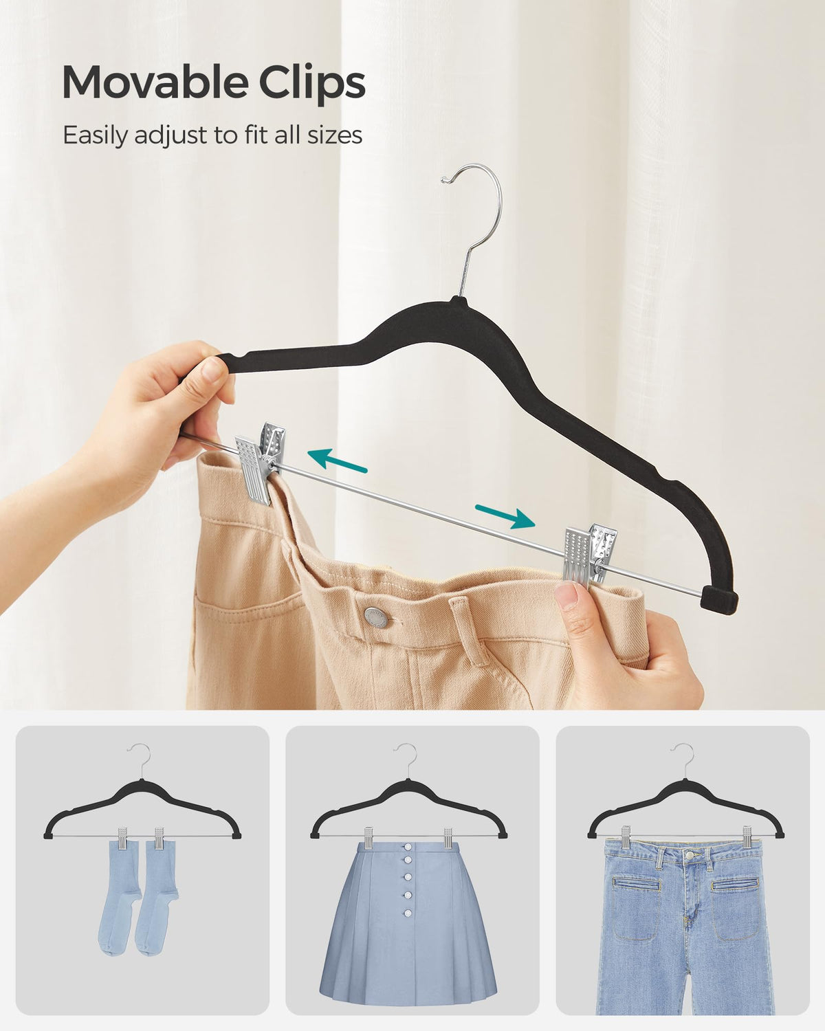 SongMics hangers with PVC end protection to prevent clip marks on fabrics