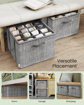 Reinforced handles make pulling bins from shelves effortless.