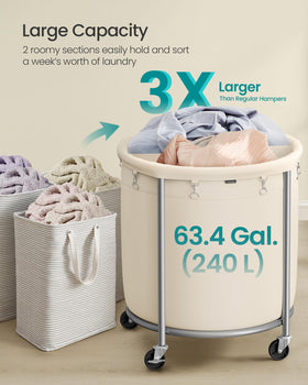 SONGMICS removable bag with PVC liner keeps laundry secure and easy to wipe clean.