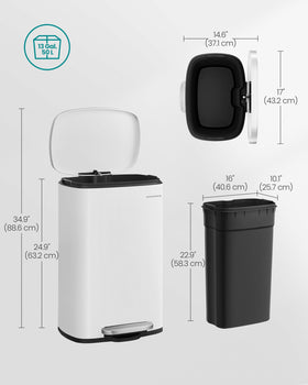 SONGMICS removable inner bucket with back bag hole for secure bags.