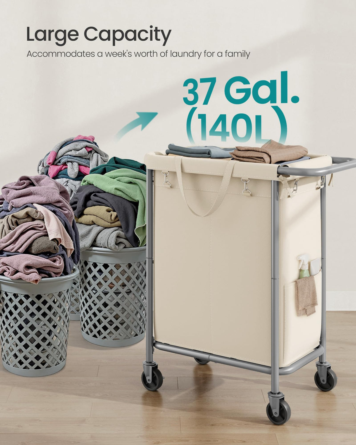 SONGMICS removable liner enables easy carry and secure frame attachment