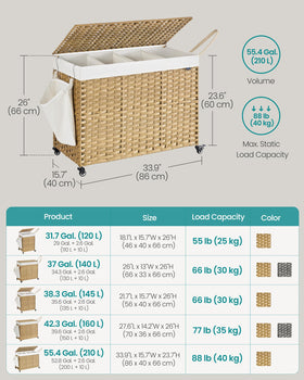 SONGMICS removable liner simplifies laundry washing and maintenance