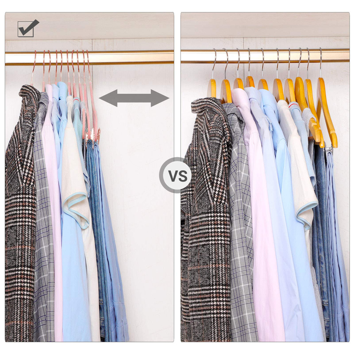 Songmics 24-pack velvet hangers offer gentle protection for clothes.