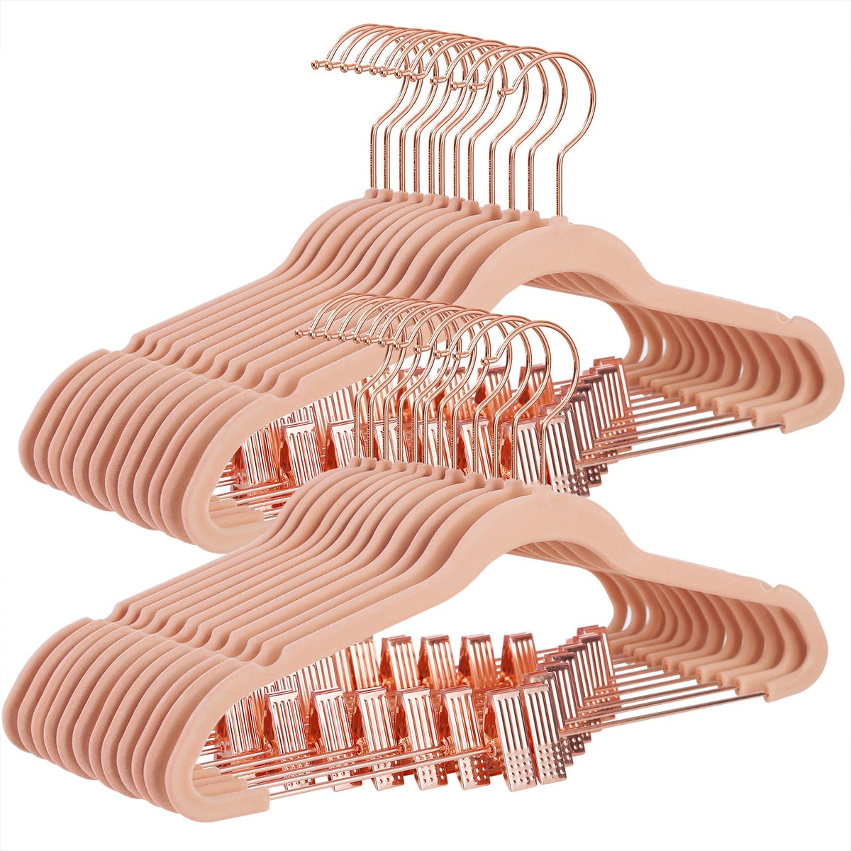 Songmics rose gold hanger with velvet surface to prevent slipping.