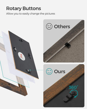 SONGMICS back shows rotary tabs for easy photo swaps.