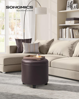 Songmics round ottoman with tufted faux leather provides stylish seating