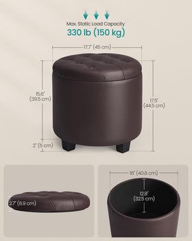 Songmics round ottoman with four non-slip legs keeps floors safe