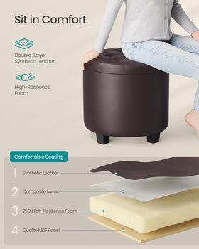 Songmics round ottoman styled in a living room setup for versatile use