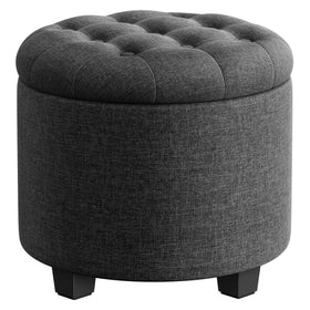 Songmics round ottoman with storage hidden compartment keeps blankets neatly tucked away.