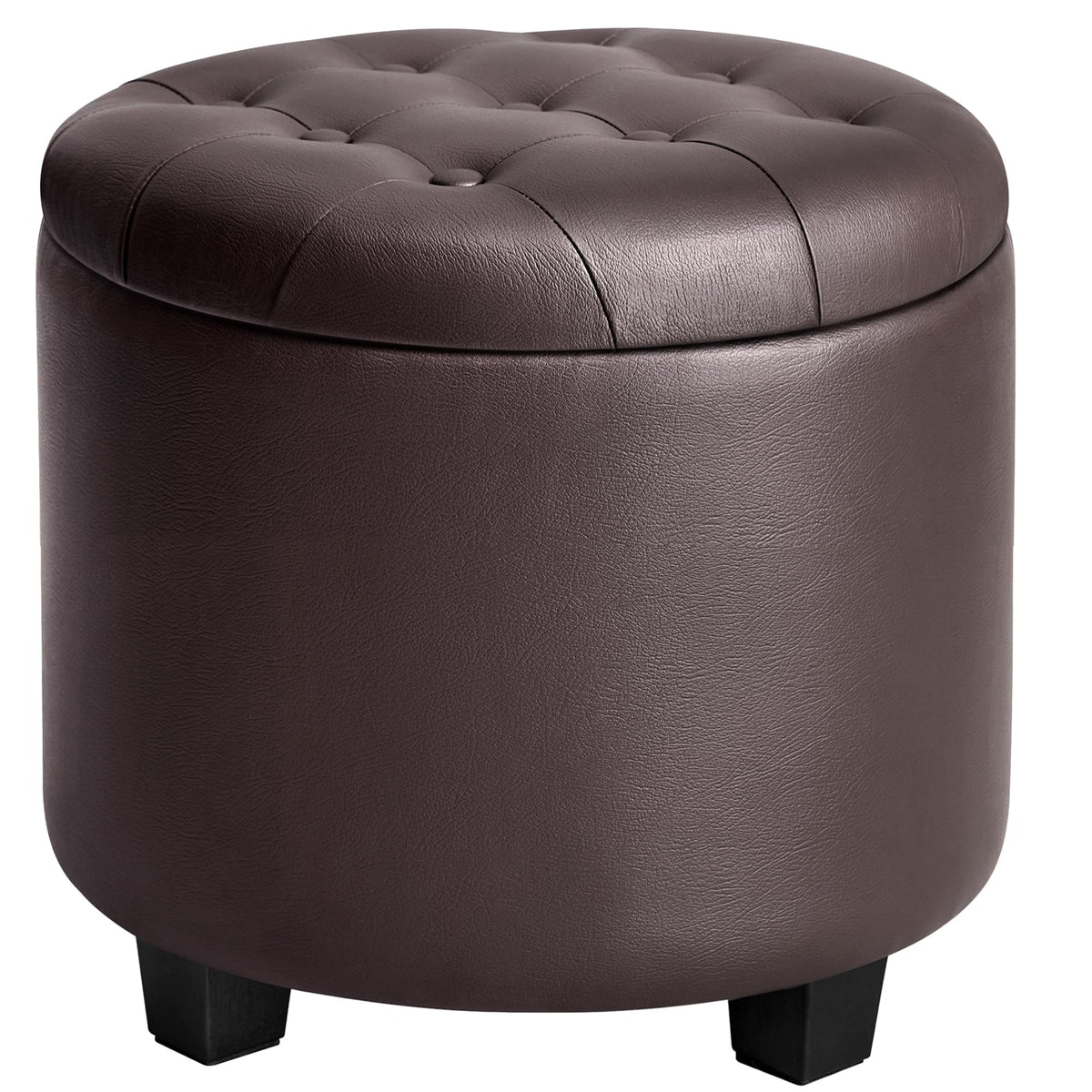 Songmics round ottoman with storage opens to reveal hidden space for blankets