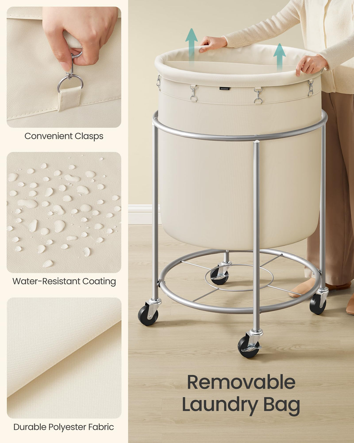 SONGMICS rust-resistant powder-coated tubes enhance longevity and rust prevention.