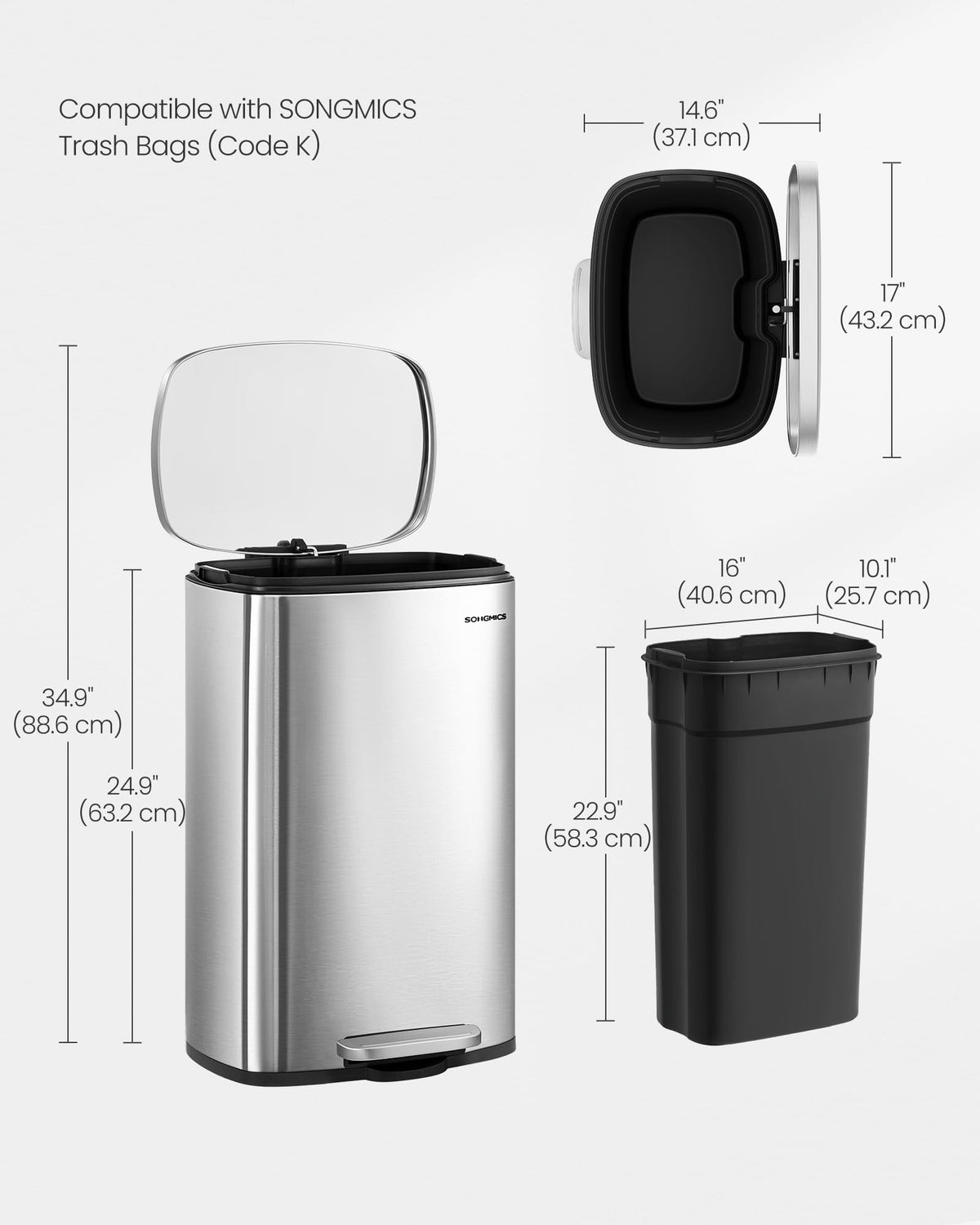 SONGMICS rust-resistant stainless steel design resists corrosion and smudges.