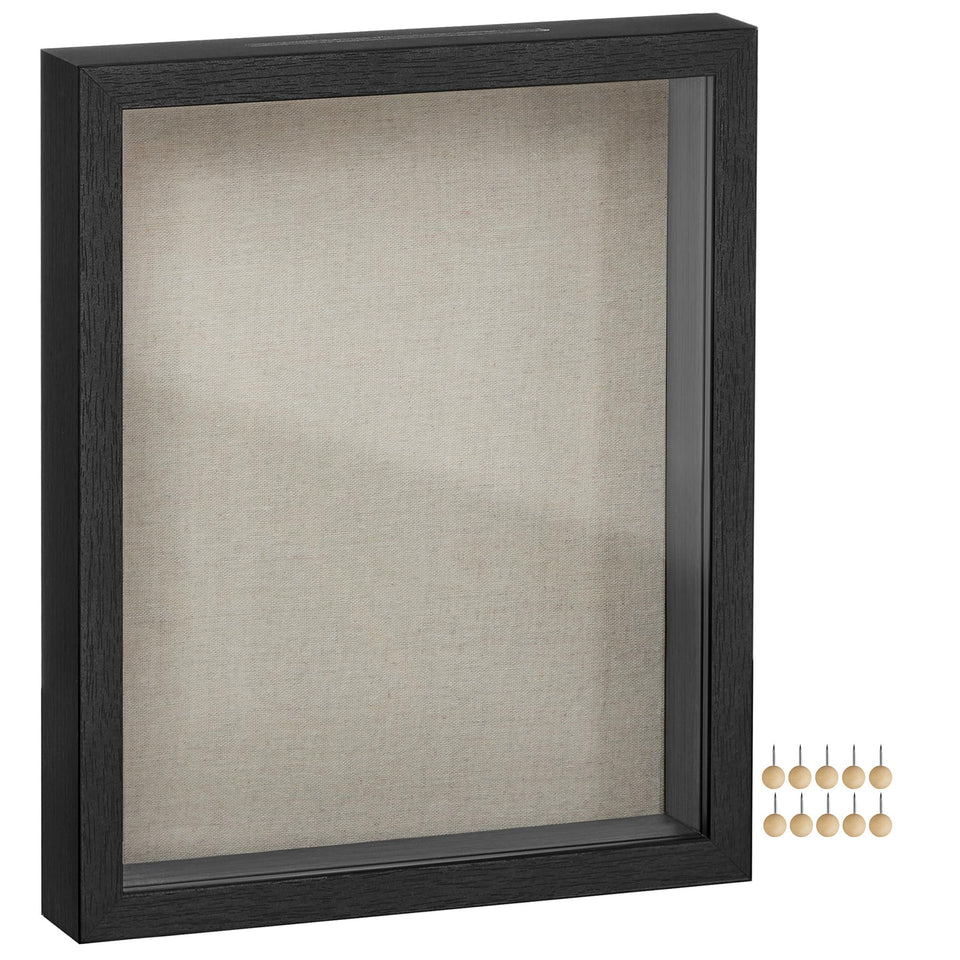 SONGMICS 11x14 shadow box frame in black with top-loading access for easy memories display