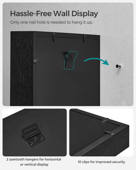 SONGMICS shadow box supports horizontal or vertical mounting and freestanding placement