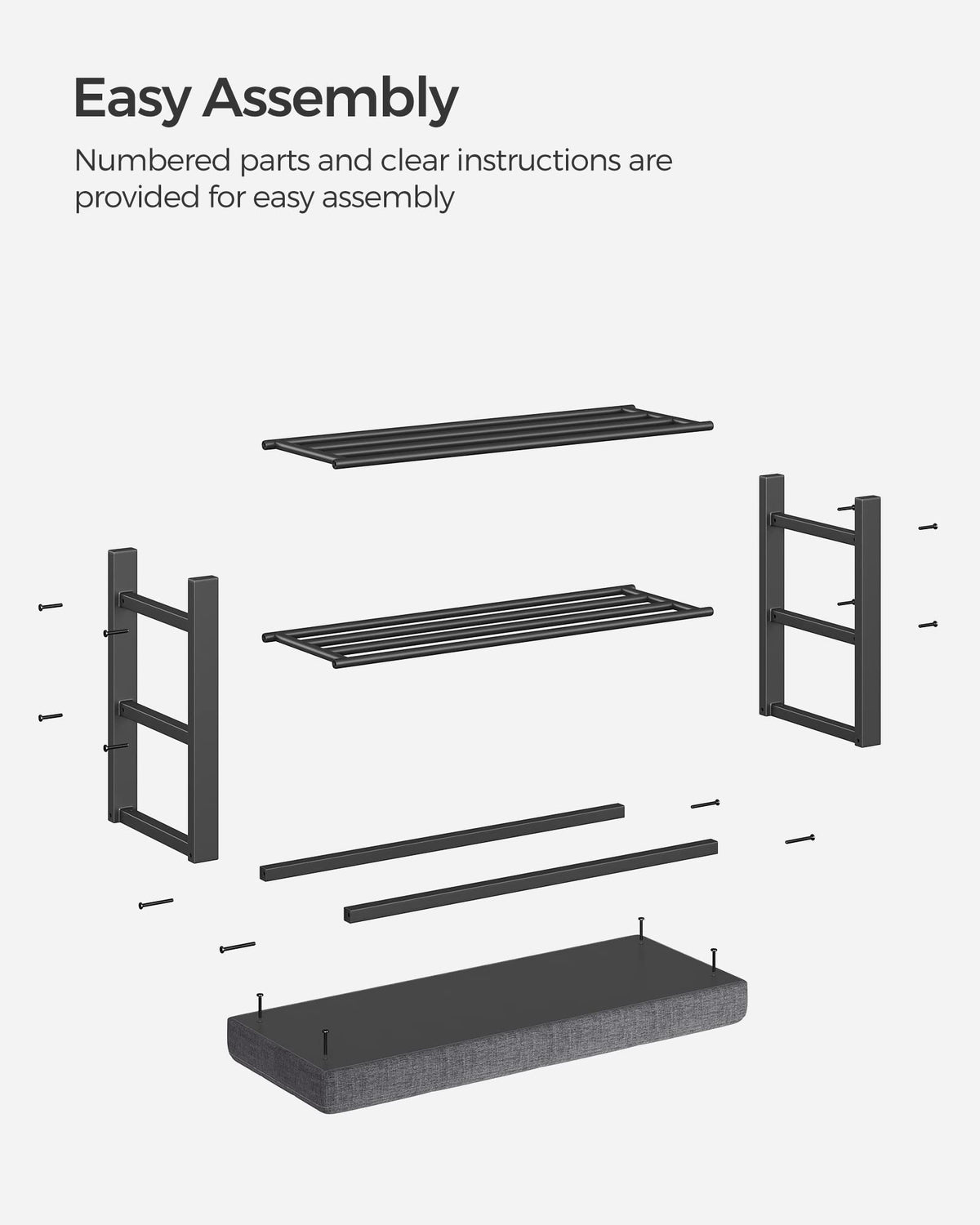 SONGMICS Shoe Bench closeup-padded-seat shows breathable linen cover