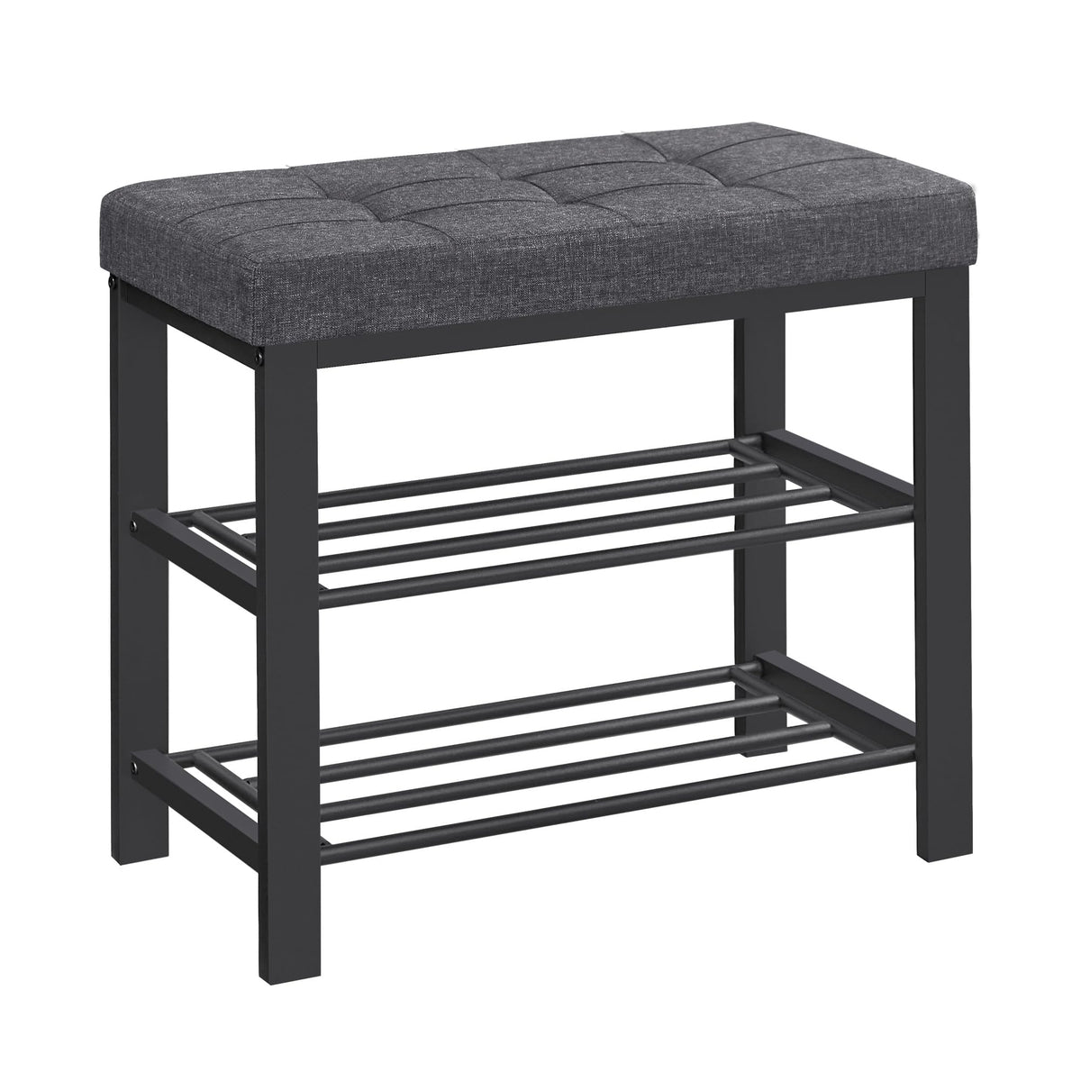 SONGMICS shoe bench with cushioned seat, front view for easy shoe changes.