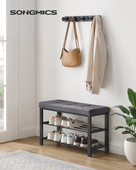 SONGMICS Shoe Bench two-tier-storage neatly organizes up to eight pairs
