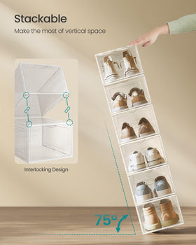 SONGMICS drop-front shoe box assembly showing simple setup and modular design.