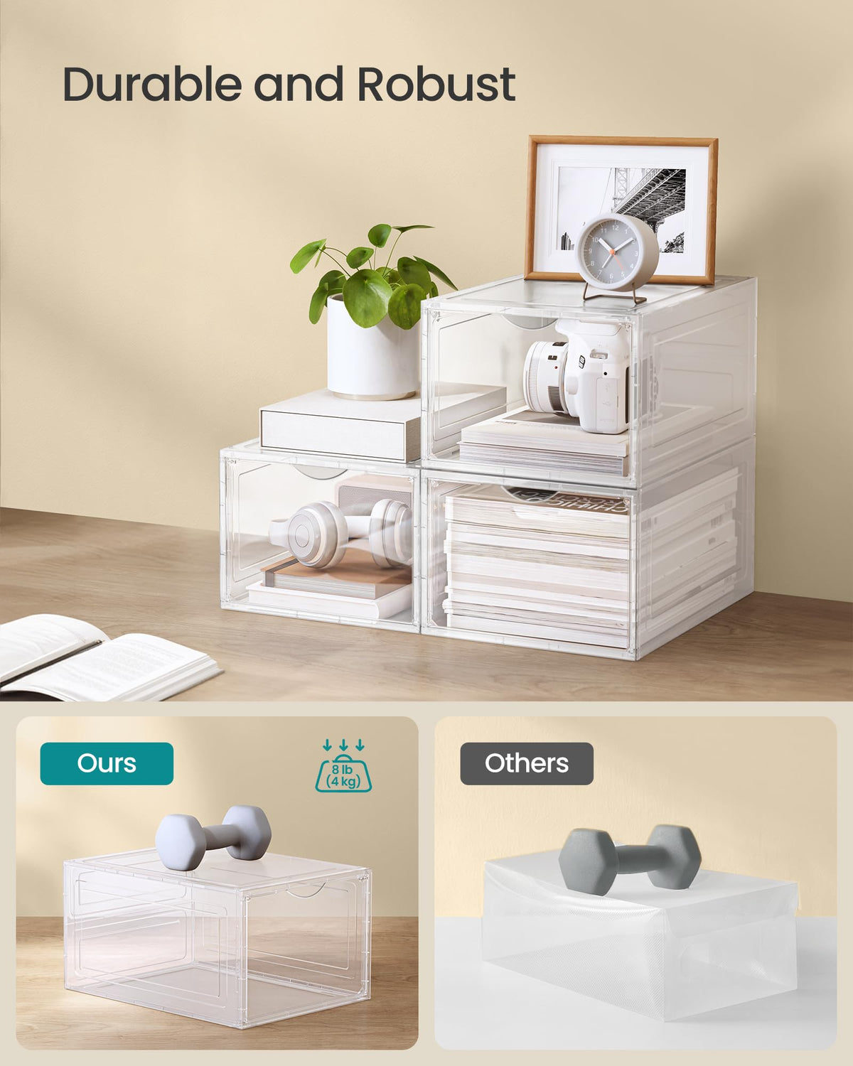 SONGMICS ventilation holes in a shoe box help keep footwear fresh.