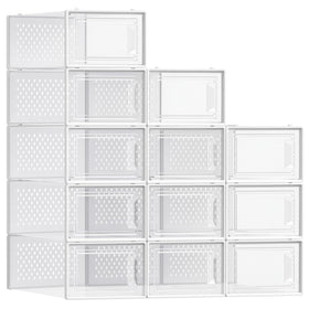 SongMics pack12 stackable clear shoe boxes showcase sneakers neatly