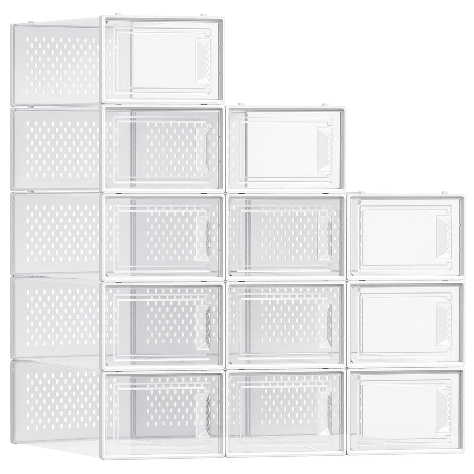 SongMics pack12 stackable clear shoe boxes showcase sneakers neatly