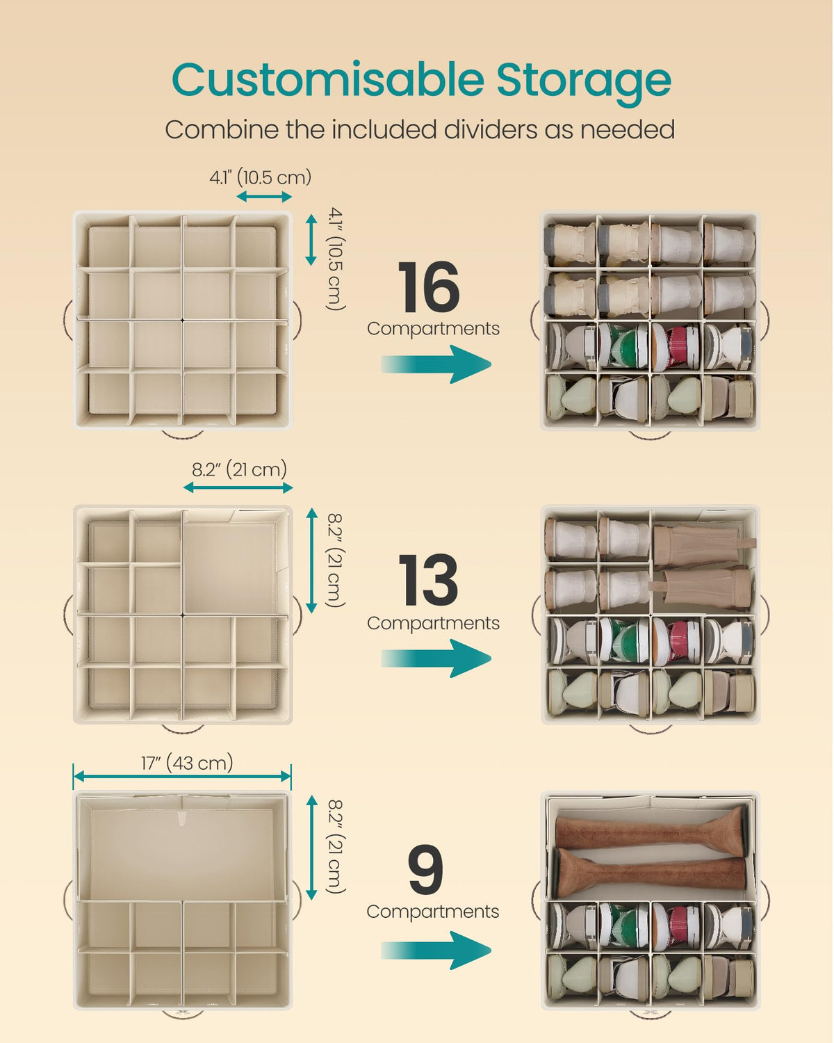SongMICS fabric exterior for durable, stylish storage of footwear.