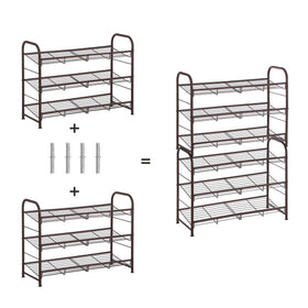 SONGMICS 3-tier bronze shoe rack assembly included for quick setup.